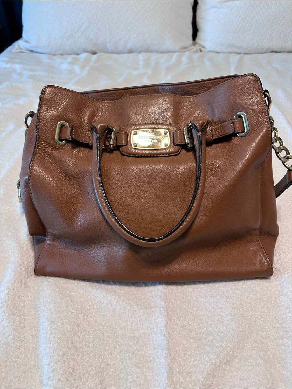 Michael Kors Cognac Brown Leather Satchel with Top Handles